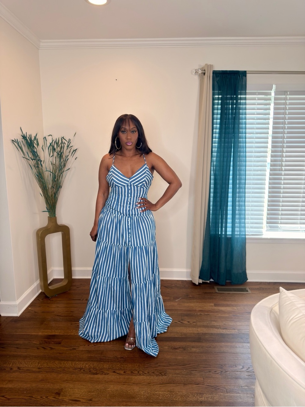 Striped Blue Maxi Dress